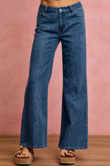 Blue Seam Detail Mid Rise Stretch Denim Jeans | Boutique In USA, Jeans, $ 64.00, A Moment Of Now™