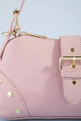 Studded Saffiano Buckle Strap Shoulder Bag | Boutique In USA, Shoulder Bags, $ 33.00, A Moment Of Now™
