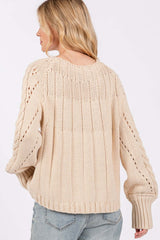 Sandstone Beige Cable-Knit Sweater - Luxurious Comfort, Sweaters, $ 57.00, A Moment Of Now™