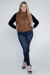 Stylish Plus Size Puffer Vest Jacket - Cozy & Functional, Puffer Vests, $ 35.00, A Moment Of Now™