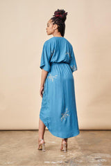 Cherry Blossom Maxi Wrap Dress Sapphire + Gold | Boutique In USA, Dresses, $ 180.00, A Moment Of Now™