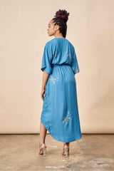 Cherry Blossom Maxi Wrap Dress Sapphire + Gold | Boutique In USA, Dresses, $ 180.00, A Moment Of Now™