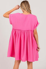 Pink Button Up Short Sleeve Dress - Stylish & Versatile, Dresses, $ 45.00, A Moment Of Now™