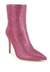 Pink Anun Rhinestones High Ankle Boots | Stunning Elegance, Boots, $ 128.95, A Moment Of Now™