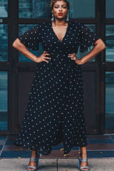 Baby Cacti Butterfly Sleeve Maxi Dress in Black + Cream | Boutique In USA, Dresses, $ 198.00, A Moment Of Now™