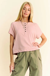 French Rose Breezy Knit T-shirt Top - Effortless Style, T-shirts, $ 45.00, A Moment Of Now™