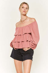 Tiered Flounce Designed Blouse JJT5023 - Stylish & Chic, Blouses, $ 59.00, A Moment Of Now™