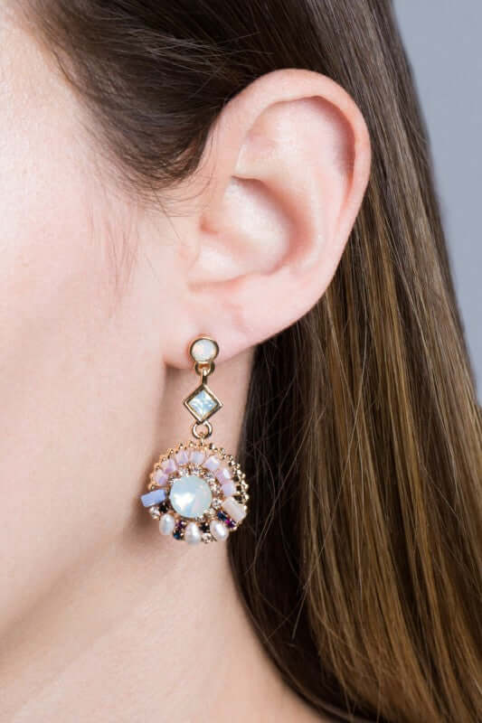Pastel Gems & Faux Pearl Gold Plated Earrings, Earrings, $ 18.00, A Moment Of Now™