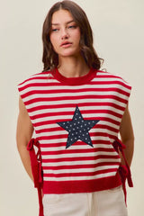 Stripe Star Patch 4th Of July Side Tie Vest Top | Boutique In USA, Vests, $ 49.00, A Moment Of Now™