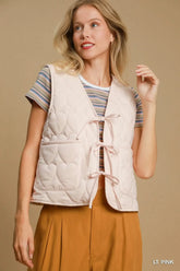Light Pink Heart Quilted Tie-Front Vest - Chic Style, Vests Jackets, $ 55.00, A Moment Of Now™