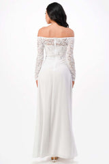 Elegant Plus Size Long Lace Sleeve Chiffon Gown, Dresses, $ 126.00, A Moment Of Now™