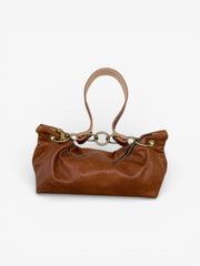 Blair East West Shoulder Bag - Brown Leather with Brass Hardware