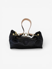 Blair Shoulder Bag, Black Embossed Leather