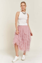Layered Polka Dot Mesh Lined A-Line Midi Skirt, Skirts, $ 62.00, A Moment Of Now™