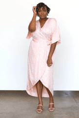 Leopard Maxi Wrap Dress in Blush + Cream | Boutique In USA, Dresses, $ 180.00, A Moment Of Now™