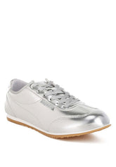 Astylos Silver Metallic Faux Leather Sneakers, Sneakers, $ 79.99, A Moment Of Now™