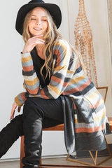 Plus Size Colorful Strip Open Front Cardigan, Cardigans, $ 71.95, A Moment Of Now™