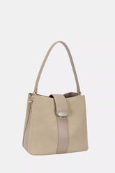 David Jones Leather Trim Shoulder Bag in Taupe, Shoulder Bags, $ 49.00, A Moment Of Now™