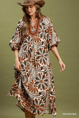 Abstract Print Midi Dress | Boutique In USA, Dresses, $ 69.00, A Moment Of Now™