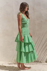 Charming Green Sleeveless Gingham Midi Dress, Dresses, $ 89.00, A Moment Of Now™