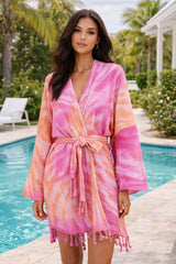Unisex Waffle Cotton Robe Orange/Pink | Bath & Beach, Robes, $ 80.00, A Moment Of Now™