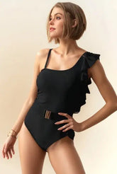 Black One Shoulder Ruffle One Piece Swimsuit, Swimsuits, $ 45.00, A Moment Of Now™
