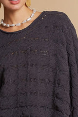 Chic Charcoal Grey Round Neck Cropped Sweater, Sweaters, $ 56.00, A Moment Of Now™