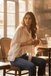 White Sheer Ruffle Bell Sleeves Bow Tie Flowy Blouse Top | Boutique In USA, Tops, $ 55.00, A Moment Of Now™