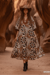 Brown Abstract Print Midi Dress | Boutique In USA, Dresses, $ 69.00, A Moment Of Now™