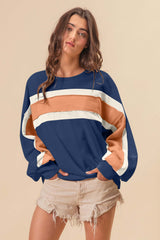 Blue French Terry Color Block Sweatshirt, Sweatshirts, $ 47.00, A Moment Of Now™