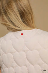 Light Pink Heart Quilted Tie-Front Vest - Chic Style, Vests Jackets, $ 55.00, A Moment Of Now™