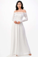 Elegant Plus Size Long Lace Sleeve Chiffon Gown, Dresses, $ 126.00, A Moment Of Now™