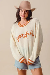 SO ME Thanksgiving Grateful Stitch Sweater, Sweaters, $ 48.00, A Moment Of Now™