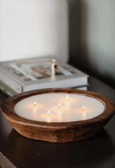 Wooden Bowl 5 Wick Candle