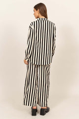Stylish Black Striped Button Up Shirt and Pants Set, Outfit Sets, $ 59.00, A Moment Of Now™