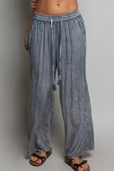 Grey Tassel Drawstring Embroidered Wide Leg Woven Pants | Boutique In USA, Pants, $ 57.00, A Moment Of Now™