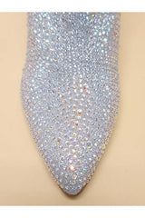 Sparkly Silver Rhinestone Point Toe Ankle Boots, Ankle Boots, $ 60.95, A Moment Of Now™