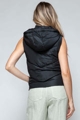 Black Zip Up Quilted Hooded Vest Jacket, Vests, $ 35.00, A Moment Of Now™