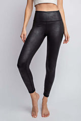 Black PU Chintz Full-Length Leggings - Stylish & Chic, Leggings, $ 44.95, A Moment Of Now™