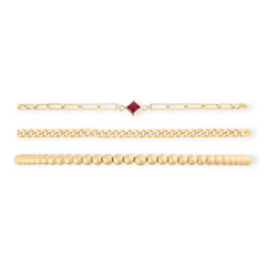 birthstone + gabi curb + juno bead (3mm) bracelet stack, Bracelets, $ 175.00, A Moment Of Now™