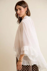 White Sheer Ruffle Bell Sleeves Bow Tie Flowy Blouse Top | Boutique In USA, Tops, $ 55.00, A Moment Of Now™