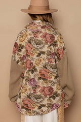 Mocha Long Sleeves Floral Jacquard Shirt Shacket, Shackets, $ 59.00, A Moment Of Now™