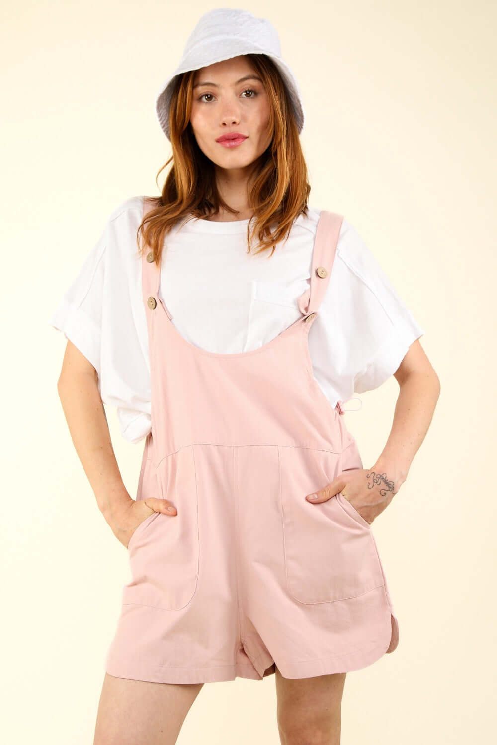 Pink Adjustable Waist Suspender Overalls with Pockets, Overalls, $ 39.00, A Moment Of Now™