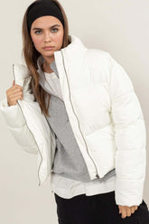 Cream White Quilted Puffer Jacket - Stylish Comfort, Jackets, $ 63.00, A Moment Of Now™