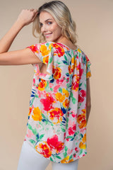 Colorful Plus Size Floral Woven Top - Chic & Versatile, Tops, $ 43.00, A Moment Of Now™