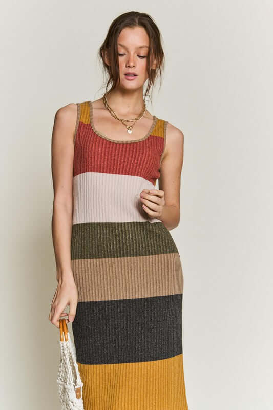Color Block Casual Sleeveless Side Slit Dress, Dresses, $ 53.95, A Moment Of Now™