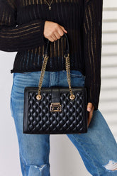 David Jones Black Quilted PU Leather Handbag, Shoulder Bags, $ 55.00, A Moment Of Now™