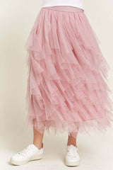 Plus Layer Polka Dot Mesh Lined A-Line Midi Skirt, Skirts, $ 62.00, A Moment Of Now™