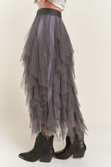 Layered Polka Dot Mesh Lined A-Line Midi Skirt, Skirts, $ 62.00, A Moment Of Now™