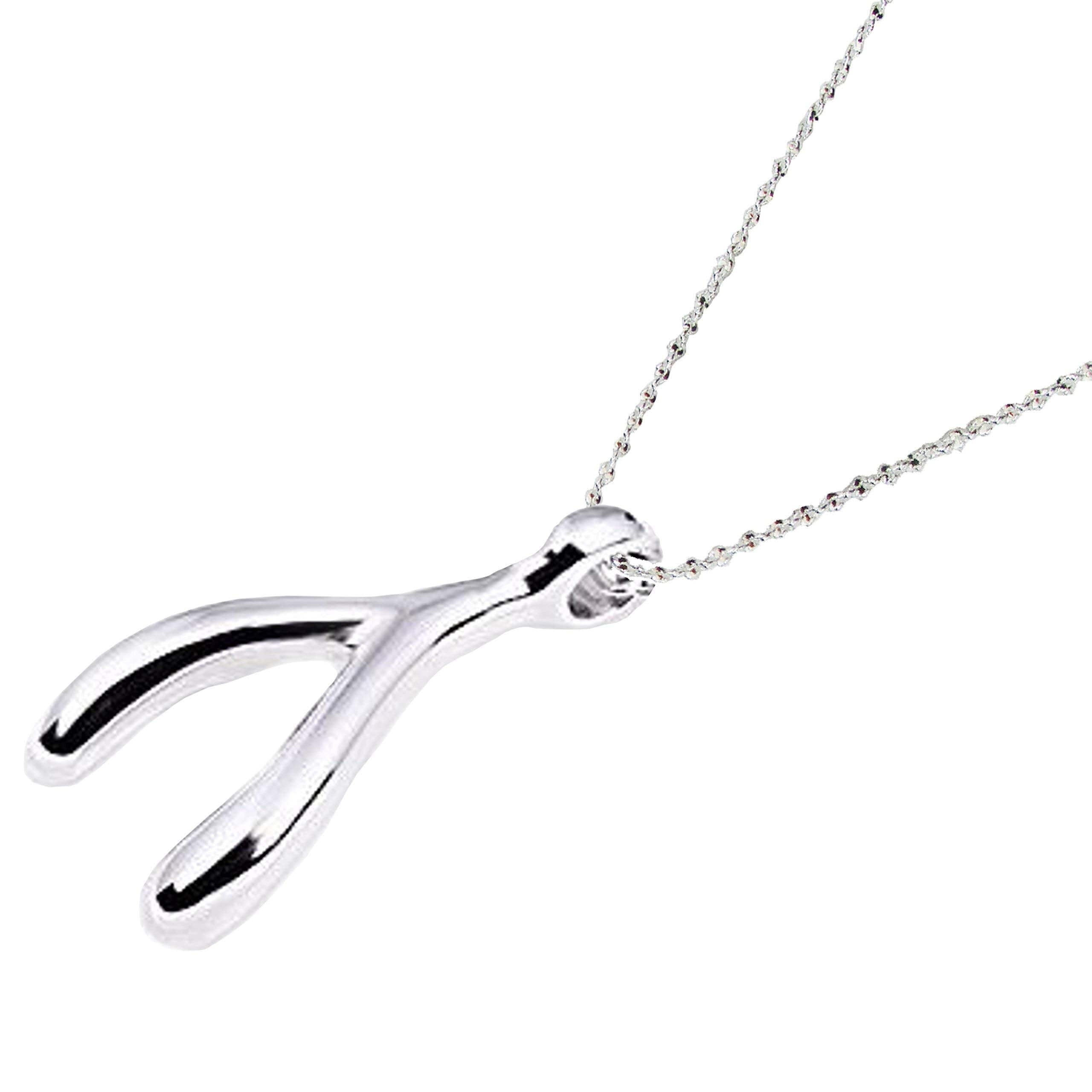 Silver Wishbone Lucky Charm Pendant Necklace, Necklace, $ 14.99, A Moment Of Now™